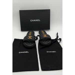 CHANEL Leather Slide Sandals